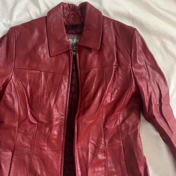 Red Genuine Leather Jacket - Picture 1 of 4